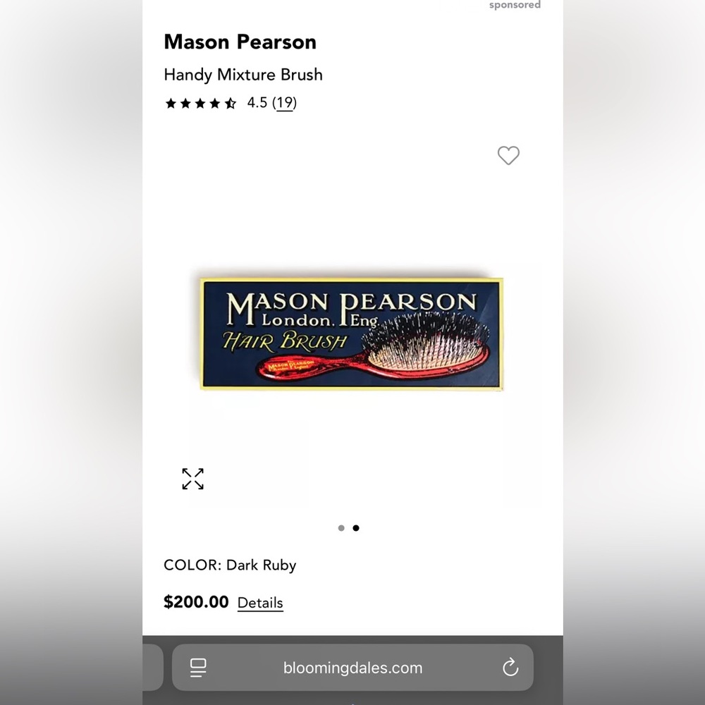 NEW IN BOX Mason Pearson Handy Bristle & Nylon Hairbrush, BN3 - Picture 2 of 3